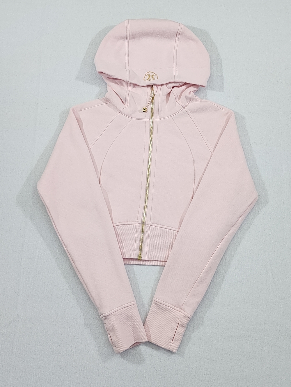 Lululemon Scuba Cropped Full Zip Hoodie Pink Gold Size 6 EUC. Worn Twice! - Picture 2 of 12